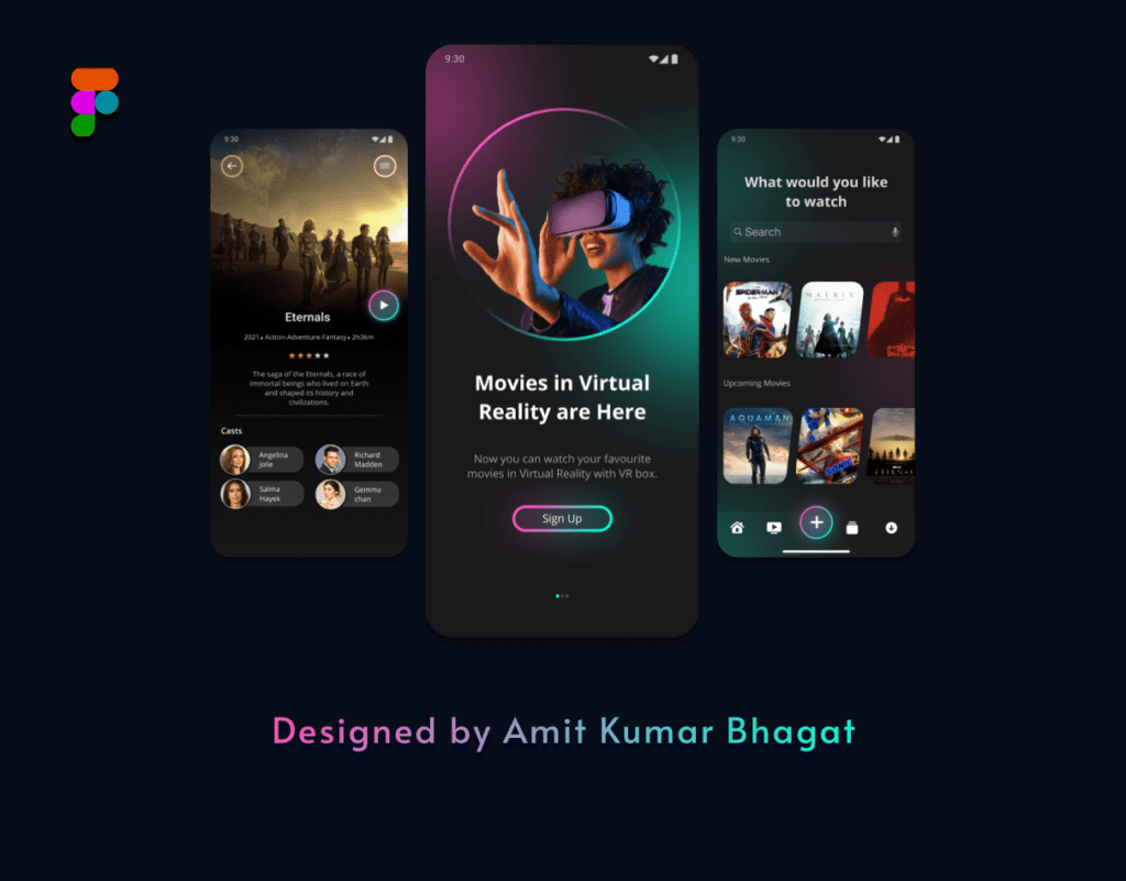VR Movie App Interface Design